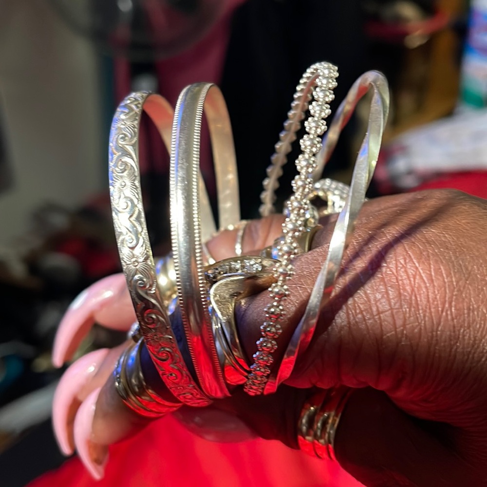 Sterling Silver Bangles Bracelets 925 100% Sterli… - image 1